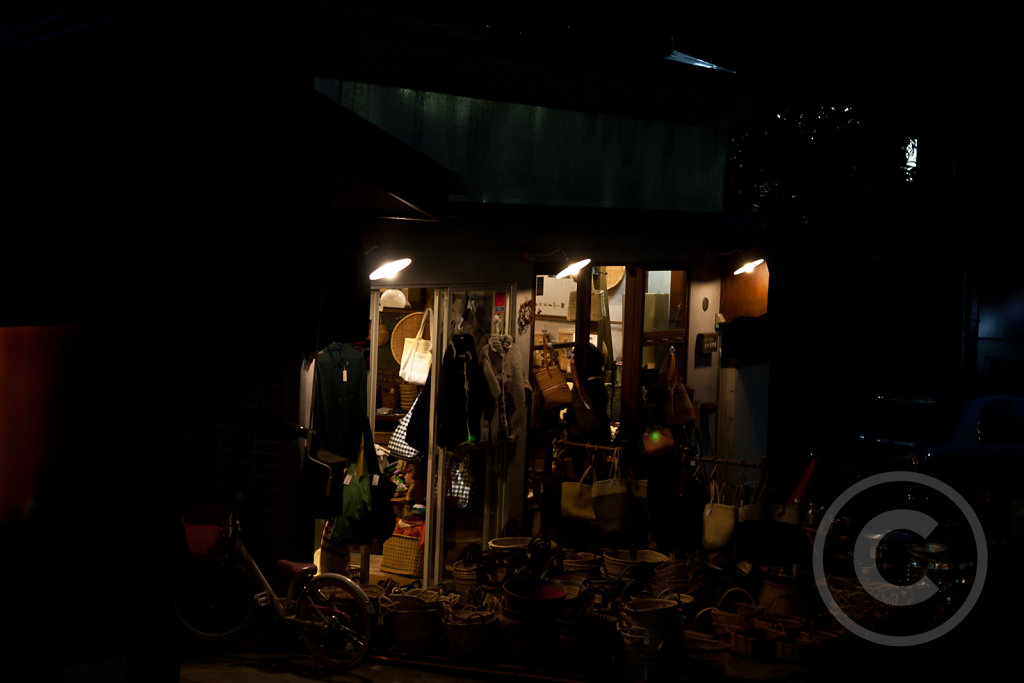 Traditional shop at night